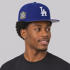 Boné Unissex New Era Los Angeles Dodgers 5950 Classics MLB Aba Reta - Foto 7