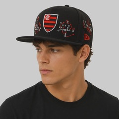 Boné Unissex New Era Flamengo 5950 NFL Brasil Game 2026 Aba Reta - Foto 6