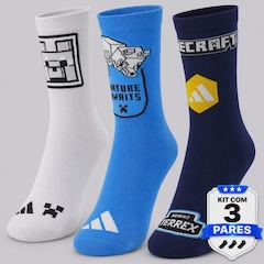 Kit 3 Pares de Meia Cano Médio adidas Minecraft Infantil - Foto 7