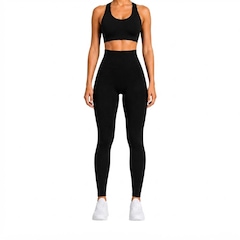 Calça Legging Feminina NFOX Canelada Fitness Empina Bumbum Academia - Foto 1