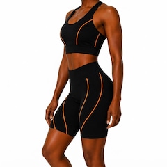 Conjunto Academia Feminino NFOX Short Viés Fino Cropped para Yoga e Treino - Foto 3