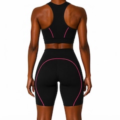 Conjunto Academia Feminino NFOX Short Viés Fino Cropped para Yoga e Treino - Foto 2
