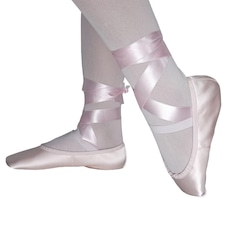 Sapatilha Só Dança Meia Ponta Cetim com Fita para Ballet F-66 - Foto 2