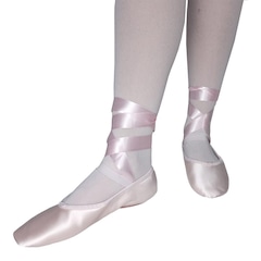 Sapatilha Só Dança Meia Ponta Cetim com Fita para Ballet F-66 - Foto 3