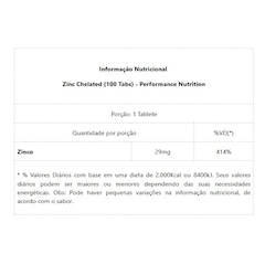 Zinc Chelated Science Performance Nutrition (100 Tabs) - Foto 2