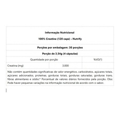 100% Creatine Nutrify - 120 Cápsulas - Foto 2