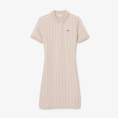 Vestido Polo Lacoste Slim Fit em Jacquard Monograma Feminina - Foto 1