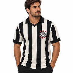 Camisa Polo do Corinthians Retrô Listrada Coimbra - Masculina - Foto 2