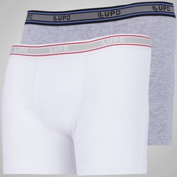 Imagem do Kit de Cueca Boxer Lupo com 2 Unidades - Adulto - BRANCO/CINZA Kit de Cueca Boxer Lupo com 2 Unidades - Adulto - BRANCO/CINZA