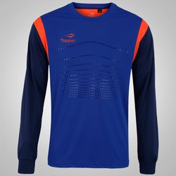 Imagem do Camisa de Goleiro Manga Longa com Grip Topper - Masculina - AZUL/LARANJA Camisa de Goleiro Manga Longa com Grip Topper - Masculina - AZUL/LARANJA