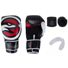 Kit de Boxe Naja: Bandagem + Protetor Bucal + Luvas de Boxe OPP - 14 OZ - Adulto