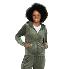 Jaqueta de Plush Feminina Oxer com Capuz e Bolso