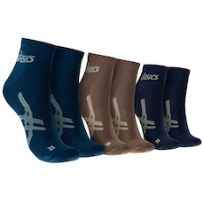 Kit 3 Pares de Meias Cano Médio Quarter Tamanho 39-44 ASICS Adulto