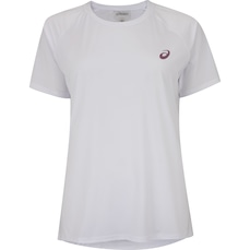 Camiseta Feminina ASICS Manga Curta Emblema Racket UV 50 Anti-Odor