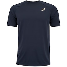 Camiseta Masculina ASICS Manga Curta Emblema Racket UV 50 Anti-Odor