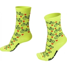 Meia Hupi Love Bike Neon - 36 a 42 - Adulto