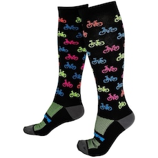 Meias Cano Longo Hupi Bike Colors Semi Compressiva - 36 ao 42 - Adulto