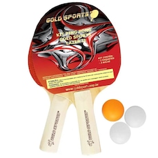 Kit Tennis de Mesa Gold Sports Pro Lazer com 2 Raquetes + 3 Bolas