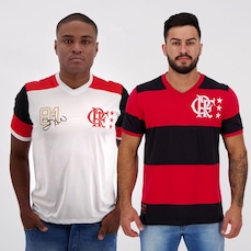 Kit de Camisas do Flamengo Braziline Retrô - 2 Unidades - Masculino