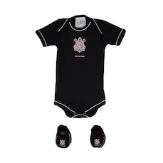Kit de Uniforme de Futebol do Corinthians para Bebê: Body + Pantufa - Infantil
