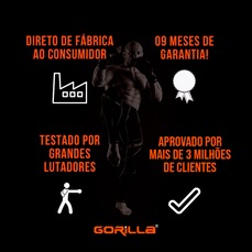 Luva de Muay Thai 12 Oz Expressive Black Gorilla Boxe Kickboxing Fight MMA Combate Profissional