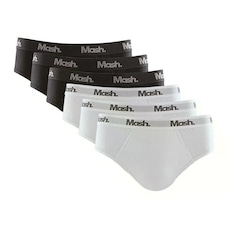 Kit Cueca Mash Slip Algodão Elástico Básica Confortável - Adulto - 6 unidades