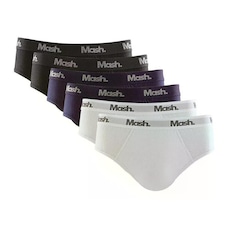 Kit Cueca Mash Slip Algodão Elástico Básica Confortável - Adulto - 6 unidades