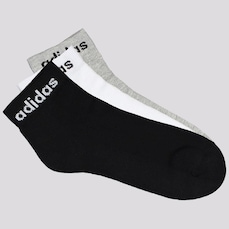 Kit Meia Cano Médio adidas Logo Linear Ankle - 3 Pares - Adulto