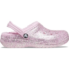 Sandália Crocs Classic Lined Glitter Clog K Flamingo - Feminino
