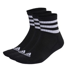 Kit Meias Cano Médio adidas Cushioned Três Listras Sportswear com 3 Pares - Adulto