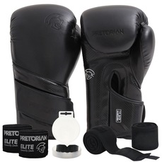 Kit Luva Boxe Muay Thai Elite Pretorian + 2 Par Bandagem + Bucal