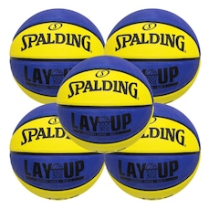 Kit 5 Bola de Basquete Spalding Layup Azul Amarelo - Tamanho 7