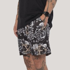 Shorts com Elástico MCD Caveiras e Rosas Masculina