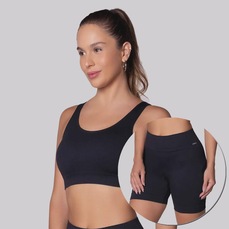 Top + Shorts Selene Canelado sem Costura Feminino