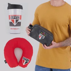 Kit Viagem São Paulo, Necessaire, Copo e Almofada