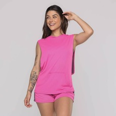 Camiseta Fitness Feminina Cavada Capuz Poliamida