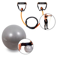 Kit Pilates Vollo Bola Suíça + Extensor Elástico Médio