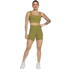 Conjunto Top Alça Grossa e Short Smart Vekyo Alta Compressão Treino Academia Moda Fitness