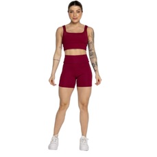 Conjunto Top Alça Grossa e Short Smart Vekyo Alta Compressão Treino Academia Moda Fitness
