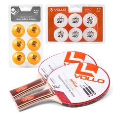 Kit Ping Pong Vollo 2 Raquetes Impulse + 6 Bolas Brancas + 6 Bolas Laranjas