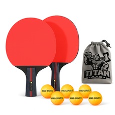 Kit Tênis de Mesa Gold Sports Titan 2 Raq 5 Estrelas e 6 Bolas + Bolsa para Transportar