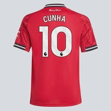 Camisa Manchester United I 2026 adidas 10 Cunha Infantil