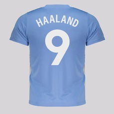 Camisa Manchester City Shield Azul 9 Haaland Infantil