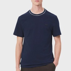 Camiseta Lacoste Piqué com Gola Listrada em Stretch - Masculina