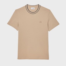 Camiseta Lacoste Piqué com Gola Listrada Masculina