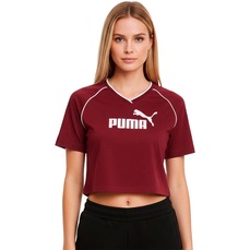 Blusa Cropped Puma Ess Relaxed Football Ruby Shimmer Feminina
