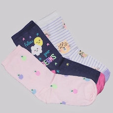 Kit 3 Pares de Meia Selene Cano Longo Infantil