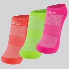 Kit 3 Pares de Meias Olympikus Cano Invisível Feminino Neon 2