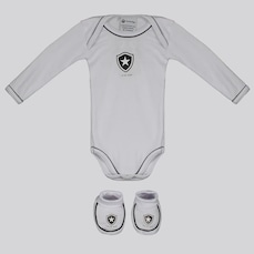Kit Body Longo Calça e Pantufa Infantil Botafogo