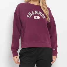 Blusão de Moletom Champion Relaxed Fleece Dye Crew Feminino